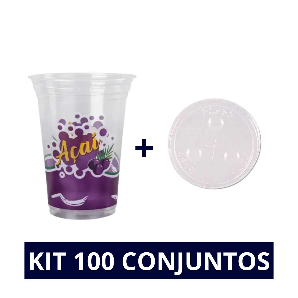 Kit Copo de Açaí 550ml com Tampa 100 Unidades Cada
