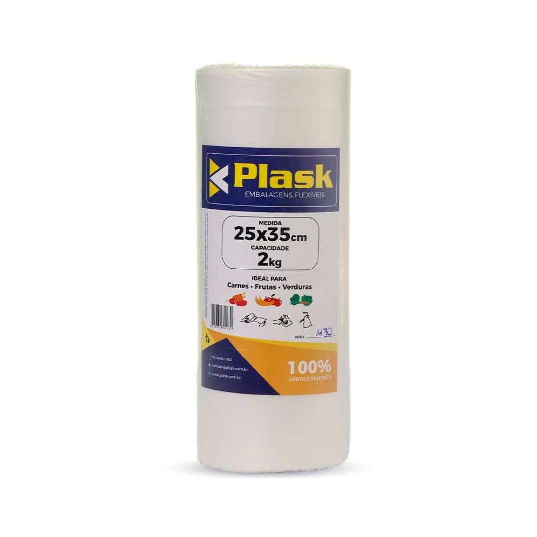 Bobina Saco Plástico Reforçado 25x35cm 2Kg Plask
